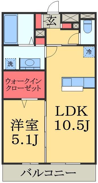 ディアコート鹿放ヶ丘(1LDK/2階)の間取り写真