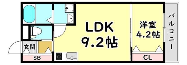 イリスコート香里園II(1LDK/3階)の間取り写真