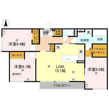 D-ROOM橿原市畝傍御陵前プロジェクト(3LDK/2階)の間取り写真