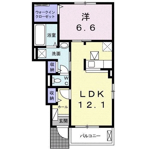 ヴィラ アルテミア II(1LDK/1階)の間取り写真