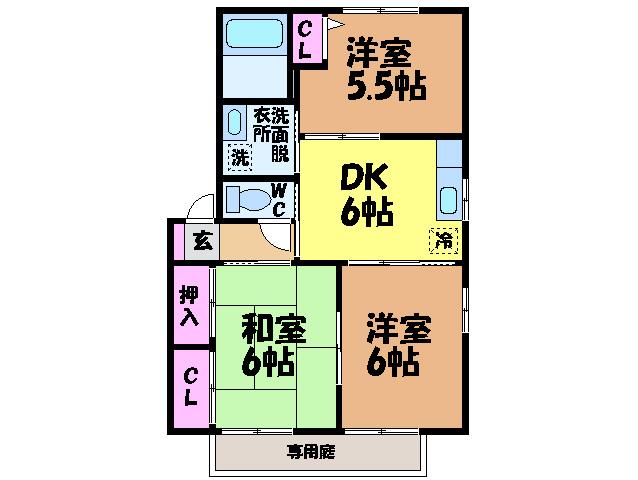 ルミナス北久米I(3DK/1階)の間取り写真