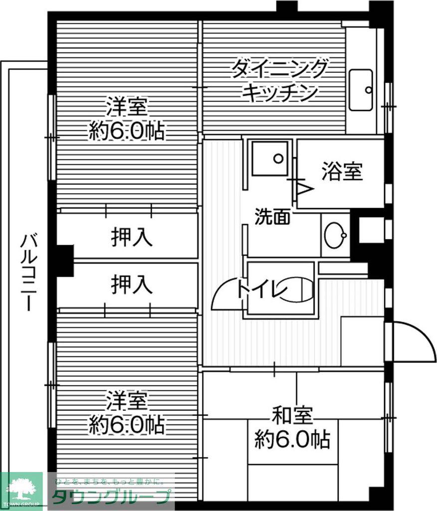 ビレッジハウス秋多1号棟(3DK/1階)の間取り写真