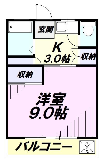 高橋コーポ(1K/3階)の間取り写真