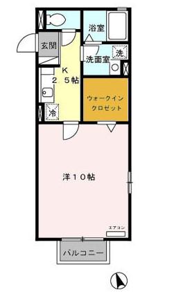 クレールメゾン(1K/2階)の間取り写真