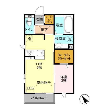 ヴェルドゥーラ・K(1LDK/2階)の間取り写真