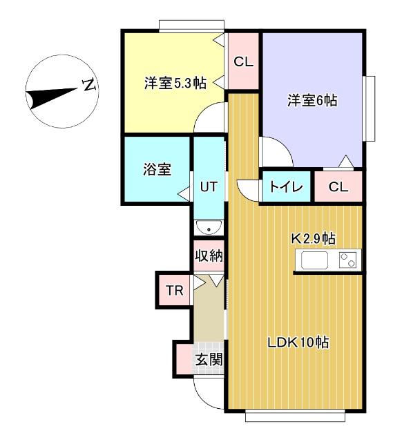 ルタンI(2LDK/1階)の間取り写真