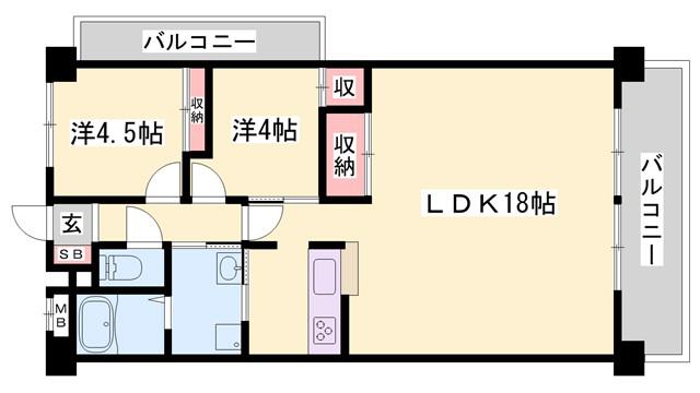 ロゼオパラッツオ(2LDK/3階)の間取り写真