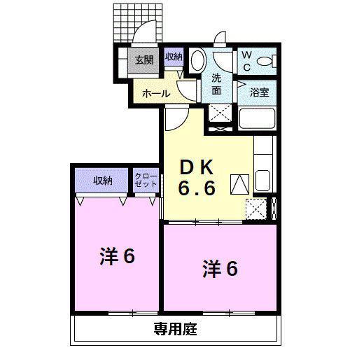 ソレイユ冨貴A(2DK/1階)の間取り写真