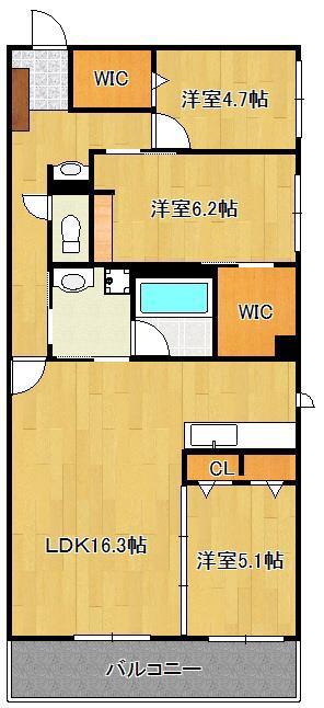 シャーメゾンステージ本城(3LDK/2階)の間取り写真