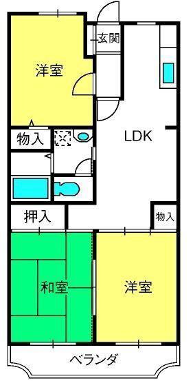 ランドフォレスト北越谷II(3DK/4階)の間取り写真