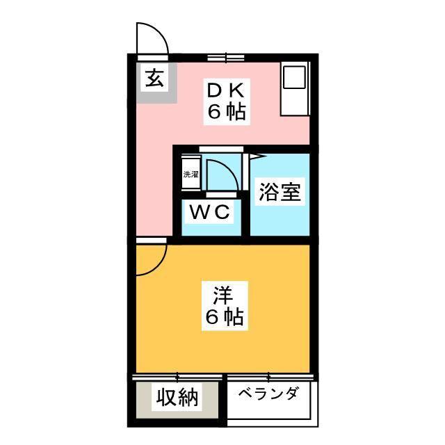 メゾンソレイユ(1DK/2階)の間取り写真
