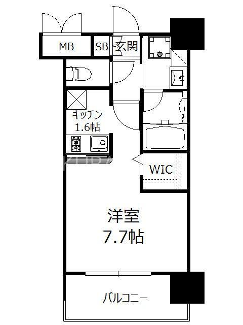 エンクレストベイ天神東II(1K/4階)の間取り写真