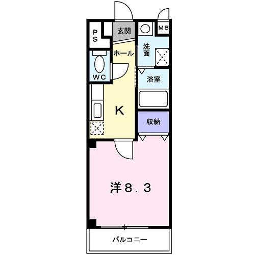 スプリングフォレスト(1K/1階)の間取り写真
