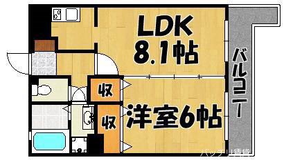 ヴィンテージ唐原(1LDK/1階)の間取り写真
