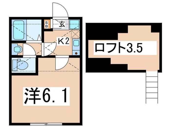 ラフィーナー菊名B(1K/1階)の間取り写真