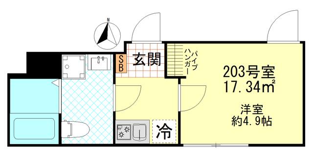 ポタッシュ川崎大師(1K/2階)の間取り写真