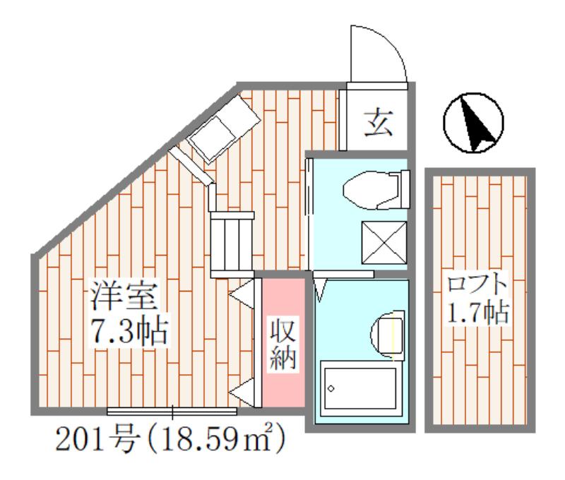 スライヴ(ワンルーム/2階)の間取り写真