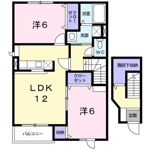 イーストワンヒルズ(2LDK/2階)の間取り写真
