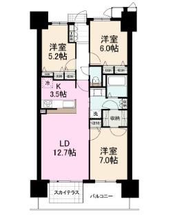ロイヤルガーデン高松駅西オーシャンビュー弐番館(3LDK/2階)の間取り写真