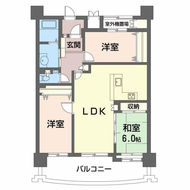 アドバンス21ヴェルテ白石 弐番館(3LDK/12階)の間取り写真