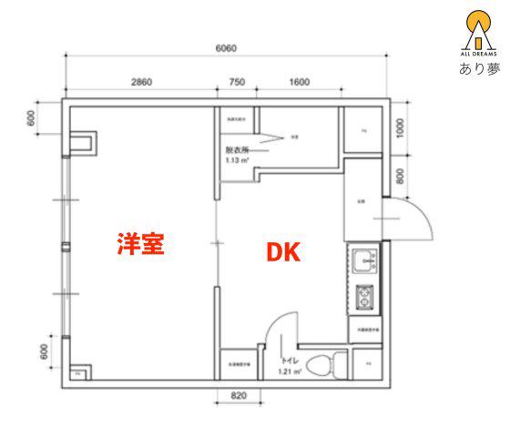 汐入ビル(1DK/4階)の間取り写真