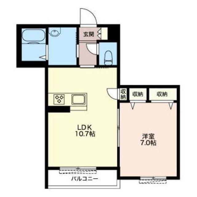 アルバーロあざみ野(1LDK/1階)の間取り写真