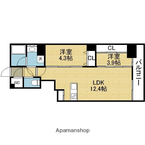 アーバネックス谷町四丁目(2LDK/3階)の間取り写真
