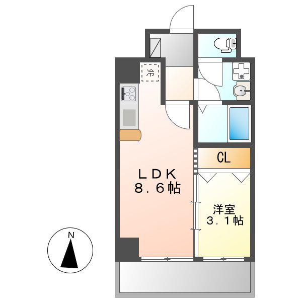 LA DOUCEUR今池(1LDK/2階)の間取り写真