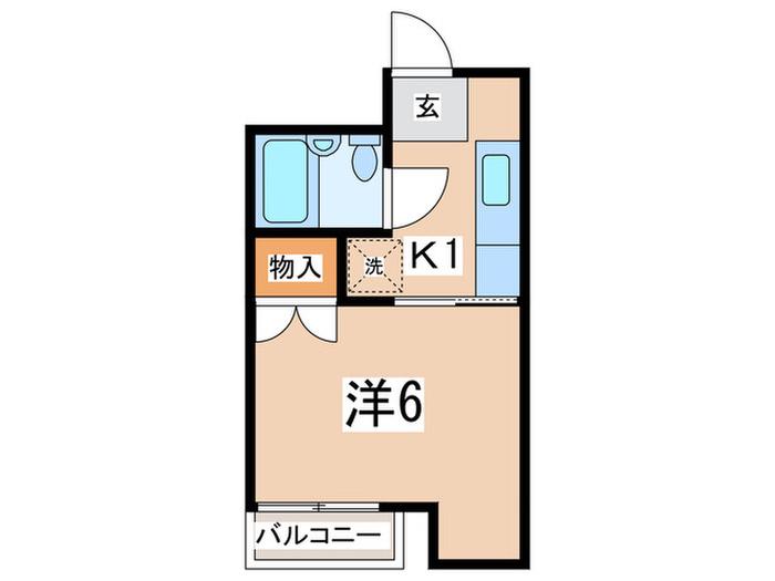 小田急江ノ島線 東林間駅 徒歩3分 4階建 築39年(1K/2階)の間取り写真