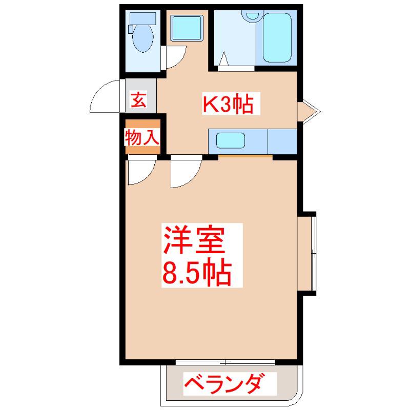 グリーンヒル東谷山(1K/3階)の間取り写真