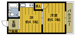 コーポイトマン(1DK/3階)の間取り写真