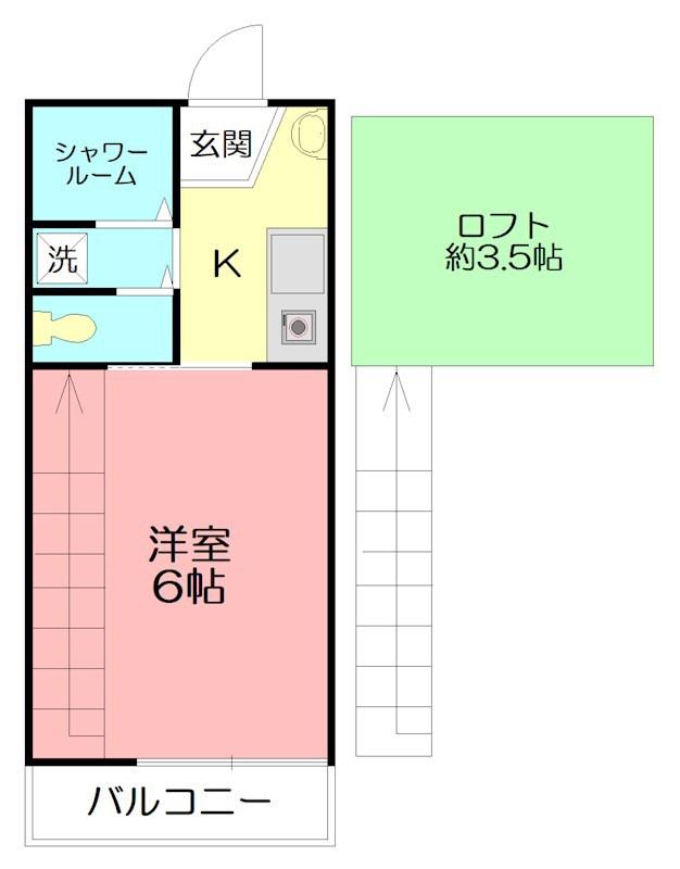 ヴィレッタ戸塚(1K/2階)の間取り写真