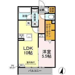 CLAIR島田(1LDK/2階)の間取り写真