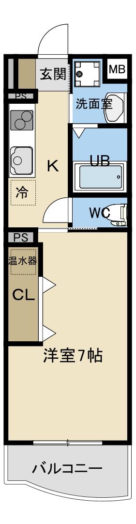 サンハイム川岸町(1K/3階)の間取り写真