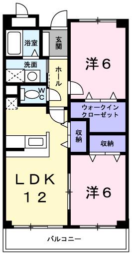エクセランビラ(2LDK/2階)の間取り写真