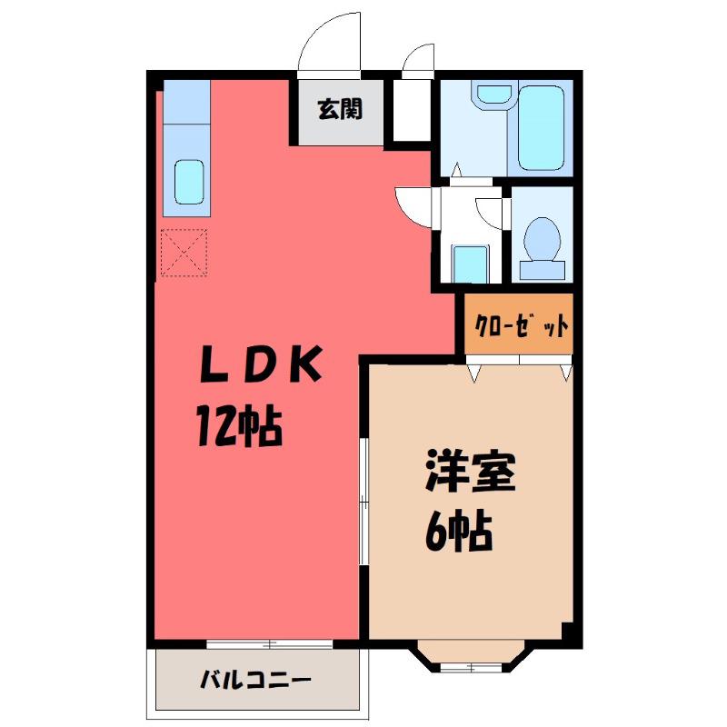 エルディムサンライズ21 B(1LDK/2階)の間取り写真