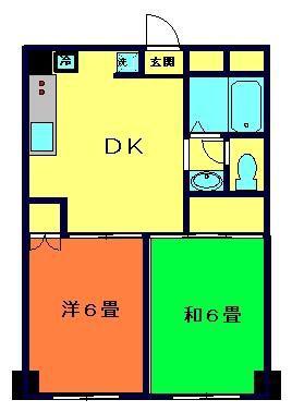 ウィングシティ立花(2DK/3階)の間取り写真