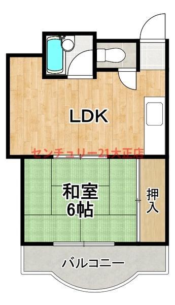 プレアール弁天(1LDK/5階)の間取り写真
