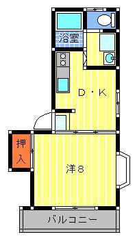 サンクレスト(1DK/2階)の間取り写真