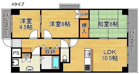 サウサリート貝塚(3LDK/2階)の間取り写真