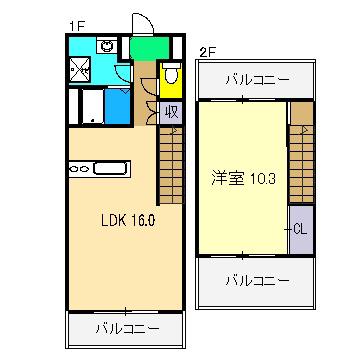 ALCOー2(1LDK/9階)の間取り写真