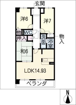 イースト・リバージュ(3LDK/5階)の間取り写真