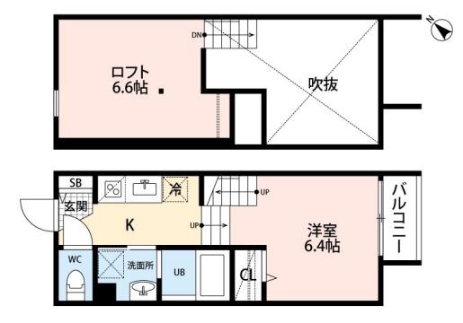 ディーライズ春日(1K/2階)の間取り写真