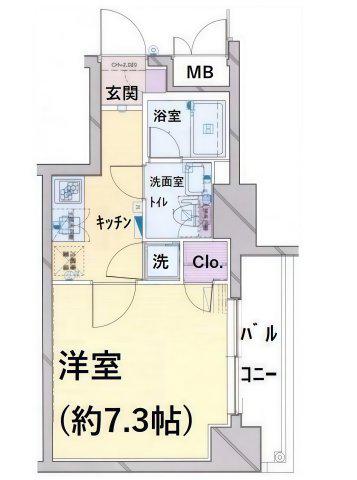 パレステュディオ日本橋東壱番館(1K/4階)の間取り写真