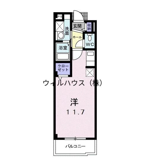 ユングフラウⅡ(ワンルーム/3階)の間取り写真