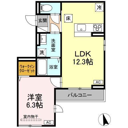 DーROOM八軒小路(1LDK/1階)の間取り写真