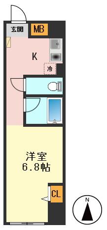 ペガサスステーションプラザ小岩(1K/6階)の間取り写真