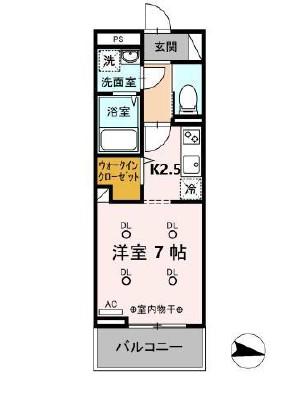 デサフィオ長町南百番館(1K/2階)の間取り写真
