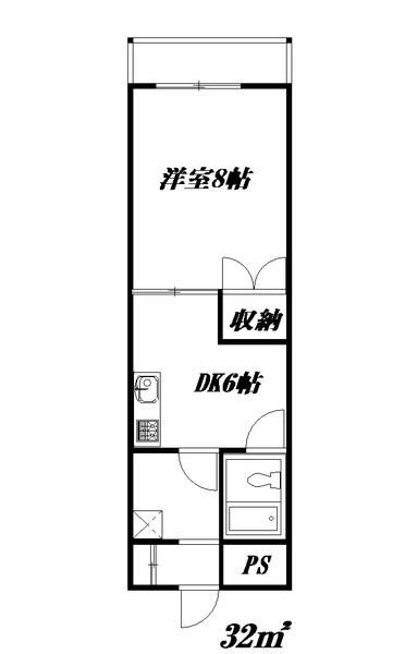 ジオナ松屋町(1DK/4階)の間取り写真