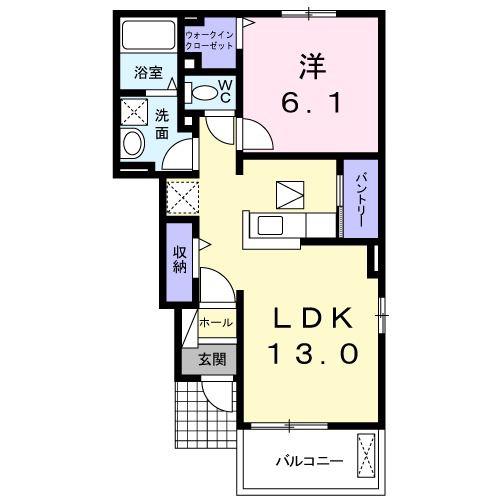 西軽井沢ウエストFORESTB(1LDK/1階)の間取り写真